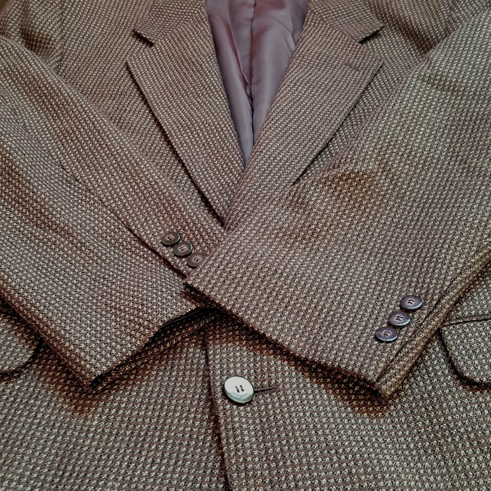 André Vachon Wool Alpaca Multicolor Brown Blazer 46S - Picture 2 of 8